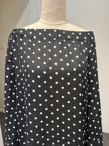 One Teaspoon Black and White Polka Dot Off-the-Shoulder Long Sleeve Top — photo 5 of 16