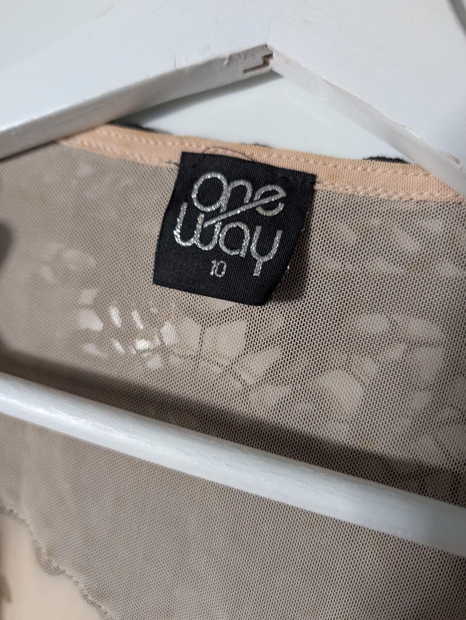 One Way Tie-Front Crop Top Nude Mesh & Black Lace Size 10 — photo 4 of 8