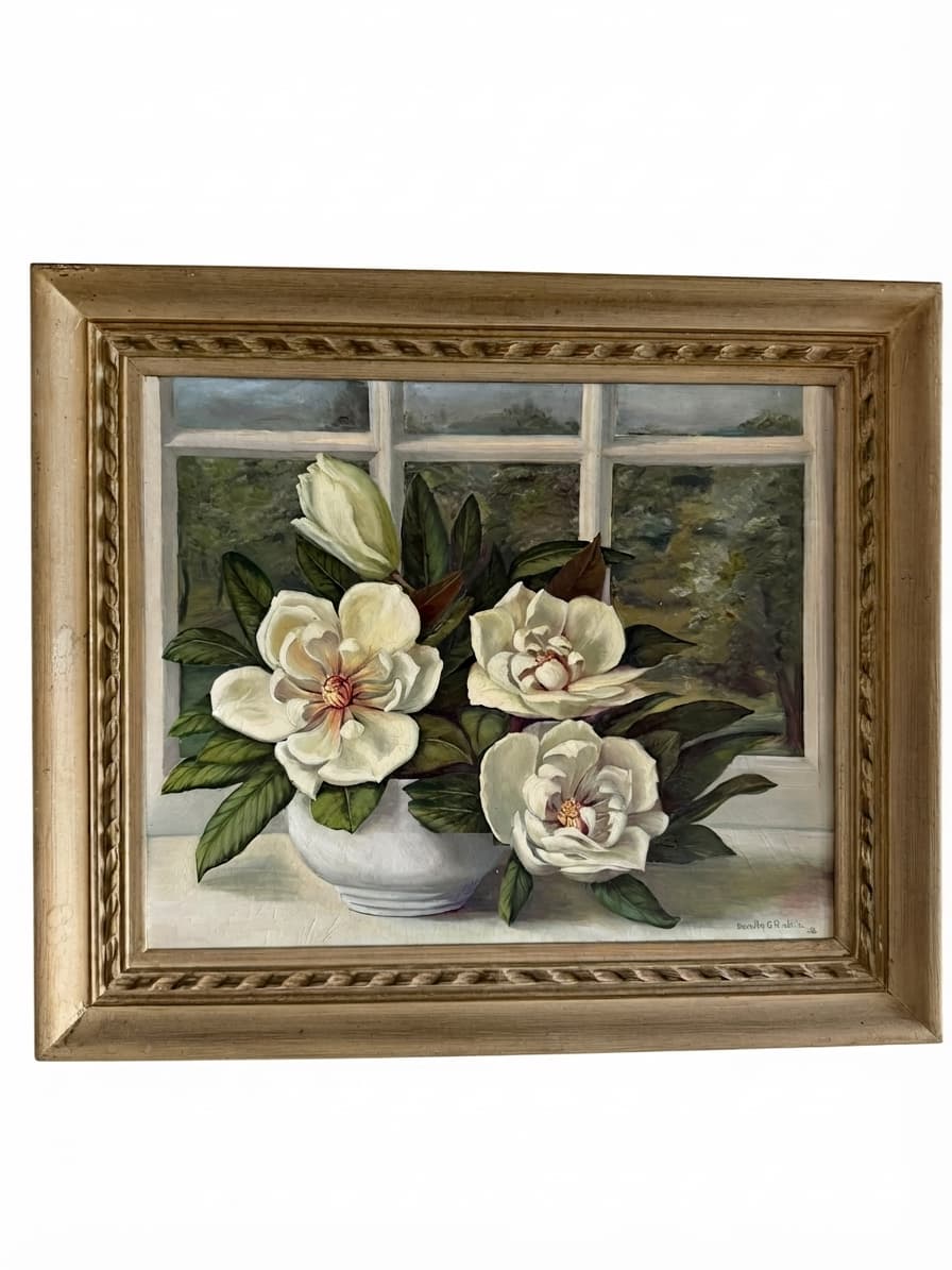 Original Oil Painting Magnolia Grandiflora 1956 Dorothy G Hoskins Framed Floral — photo 1 of 7