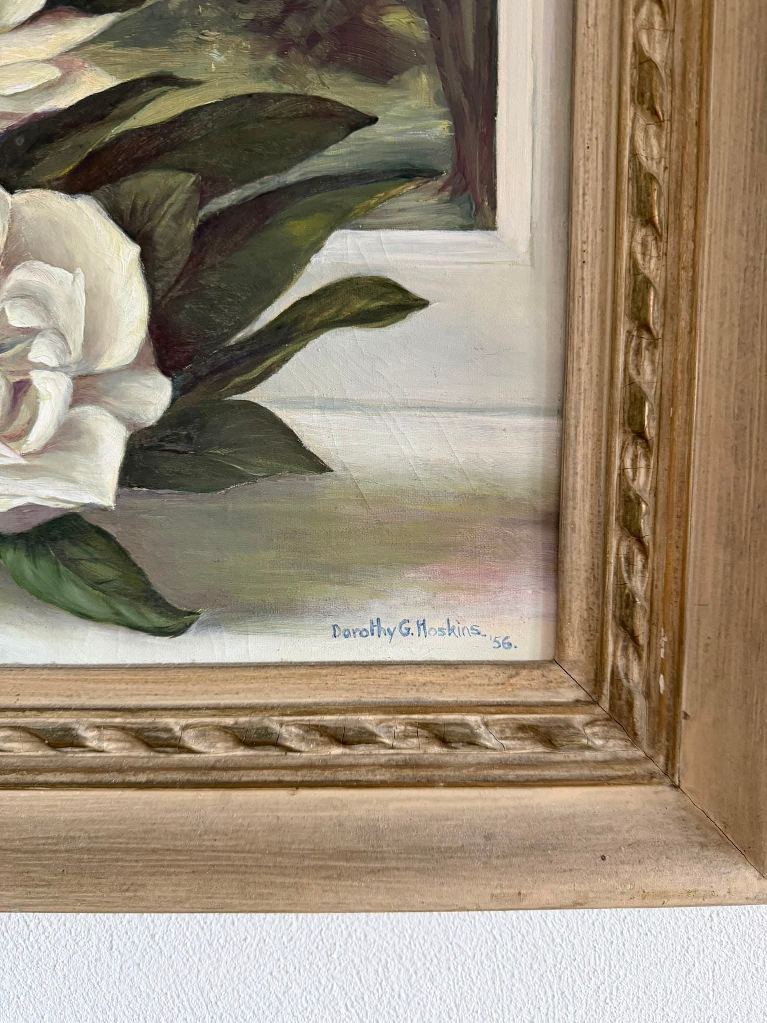 Original Oil Painting Magnolia Grandiflora 1956 Dorothy G Hoskins Framed Floral — photo 2 of 7
