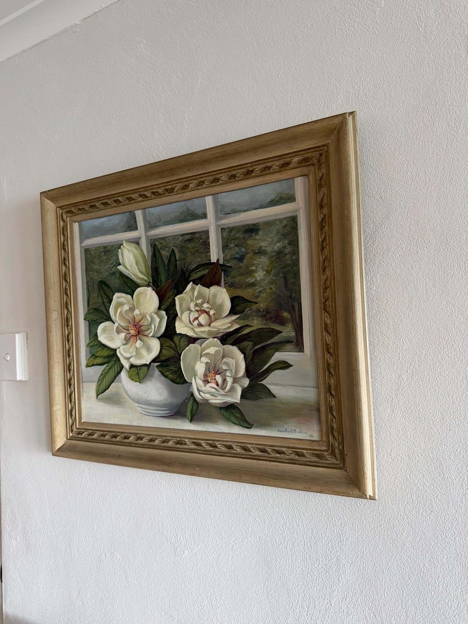 Original Oil Painting Magnolia Grandiflora 1956 Dorothy G Hoskins Framed Floral — photo 3 of 7