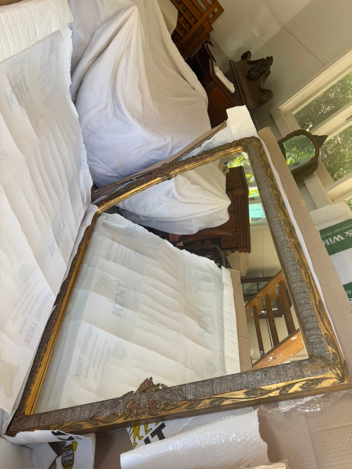 Ornate Gold Gilt Rectangular Wall Mirror Large Decorative Frame — photo 3 of 5