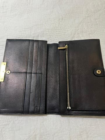Oroton Croc-Embossed Leather Clutch Wallet Black Gold Bar — photo 2 of 2