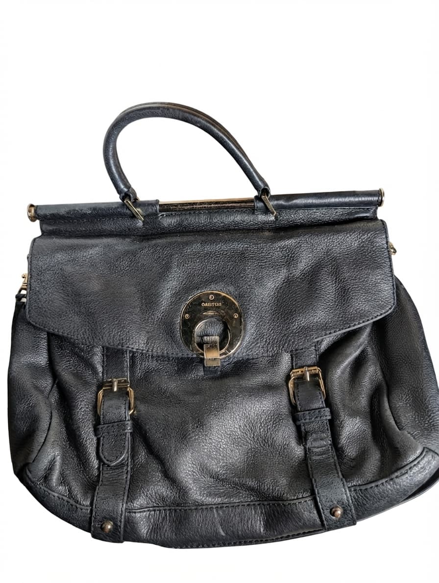 Oroton Leather Satchel Black Gold Hardware — photo 1 of 4