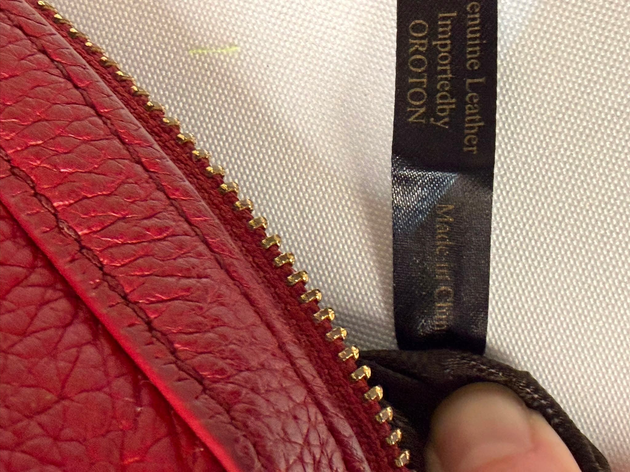 Oroton Pebbled Leather Tote Bag Red Gold Hardware — photo 4 of 5