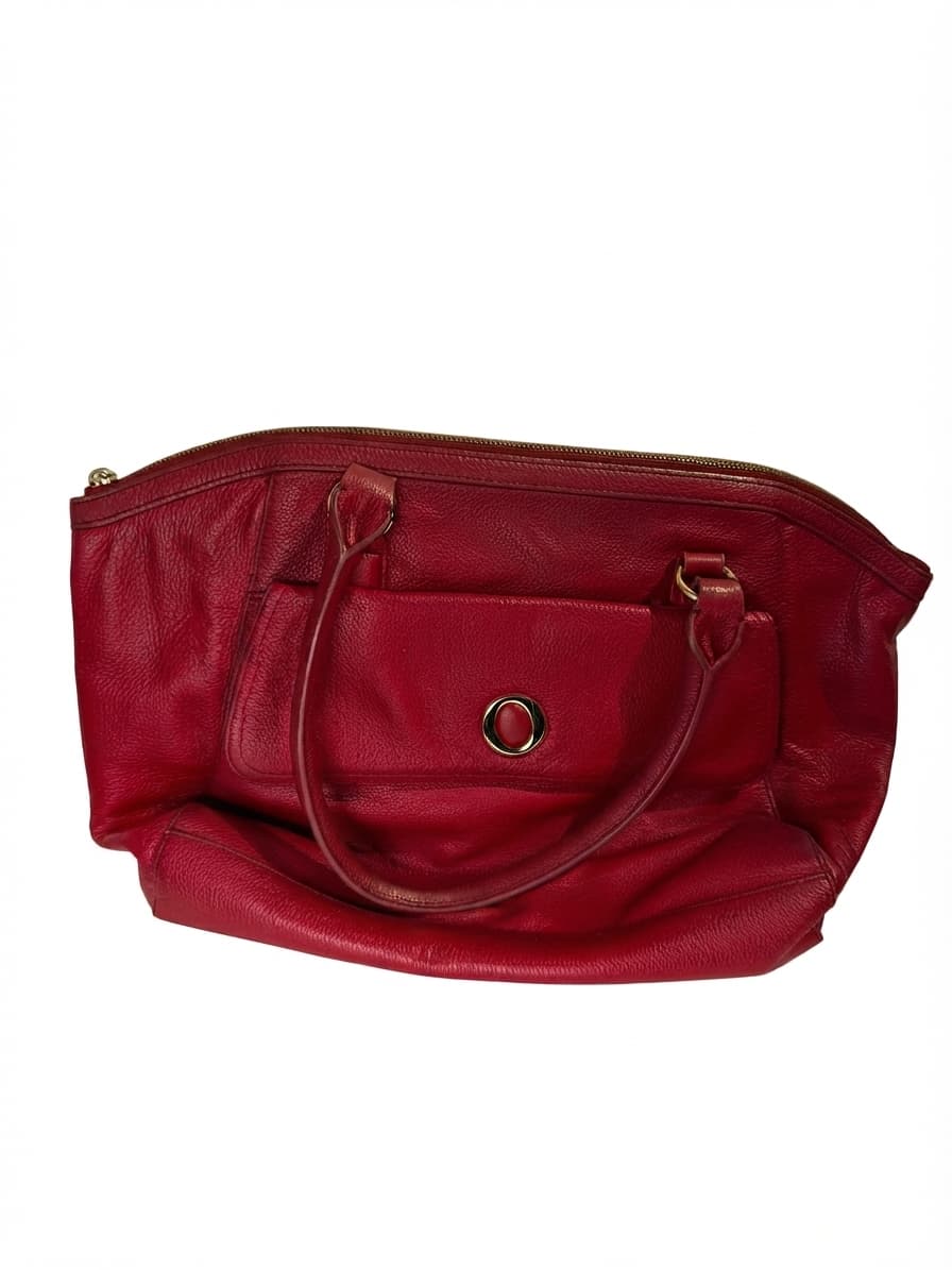 Oroton Pebbled Leather Tote Bag Red Gold Hardware — photo 1 of 5