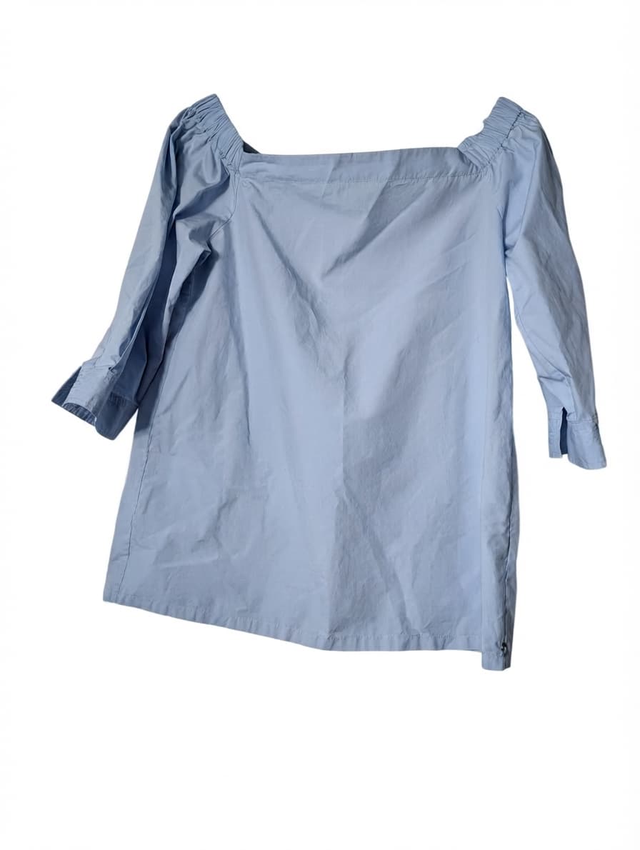 Ottod'Ame Off-The-Shoulder Poplin Blouse Light Blue IT 42 — photo 1 of 9