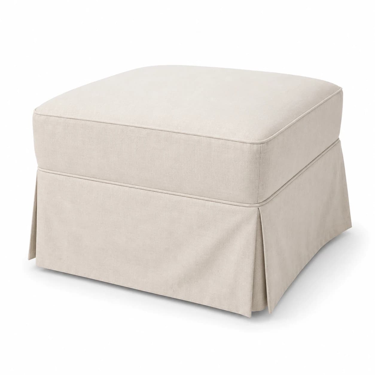 Ottoman Footstool Linen Slipcovered Hamptons Style Upholstered Storage Ottoman Coffee Table Stool — photo 1 of 3