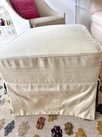 Ottoman Footstool Linen Slipcovered Hamptons Style Upholstered Storage Ottoman Coffee Table Stool — photo 3 of 3