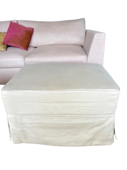 Ottoman Footstool Linen Slipcovered Hamptons Style Upholstered Storage Ottoman Coffee Table Stool — photo 2 of 3