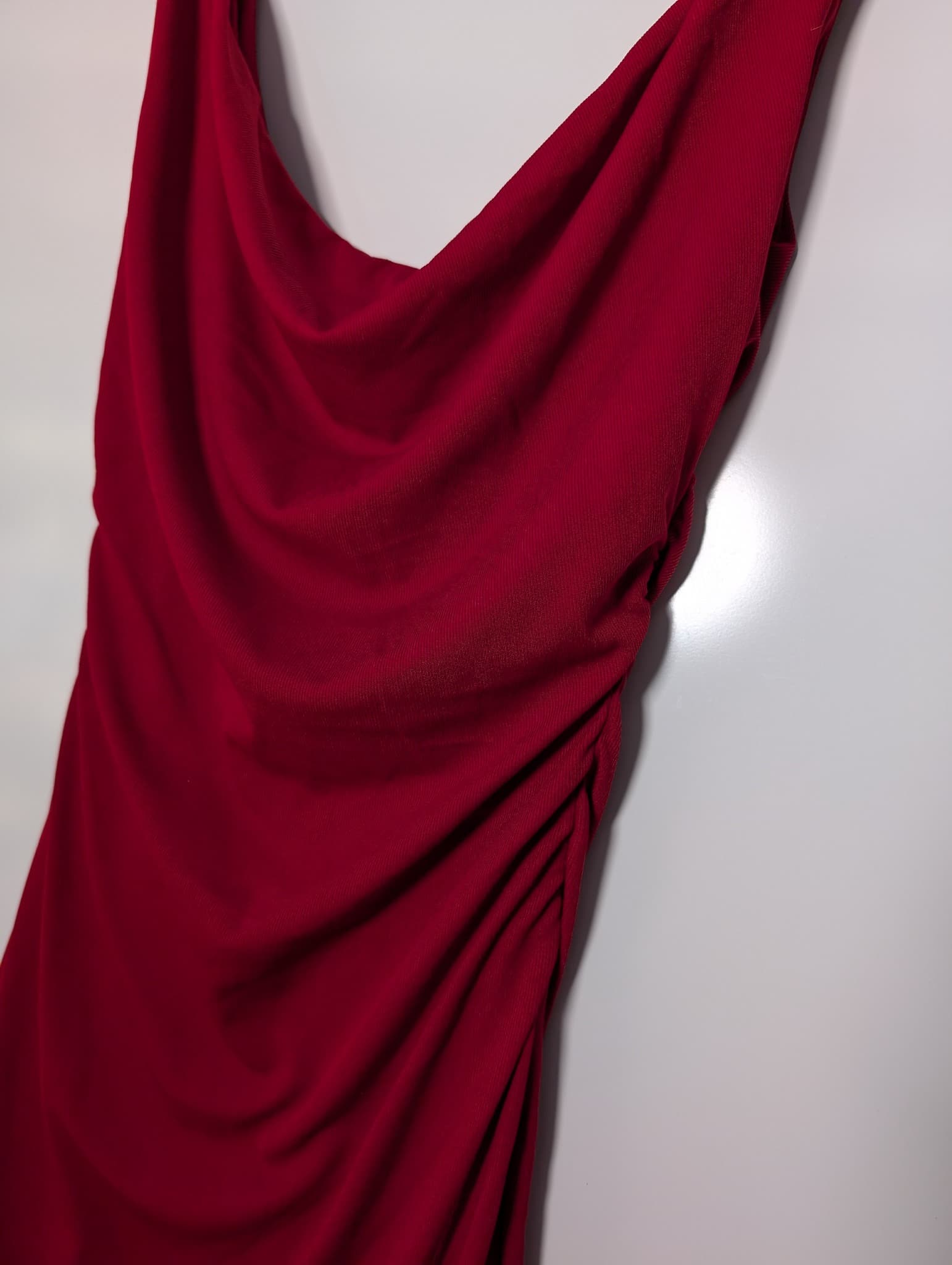 Ownley Marion Mini Dress Red Cowl Neck Ruched XS — photo 2 of 11