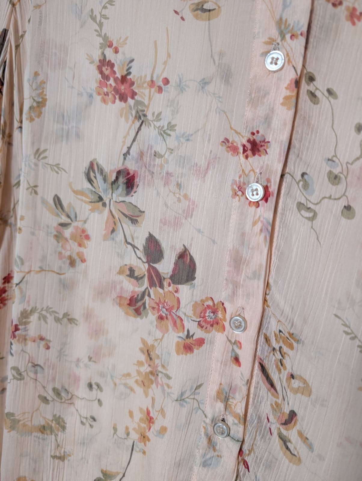 Pablo Gerard Darel Floral Sheer Button-Down Blouse Peach EU 38 — photo 2 of 7