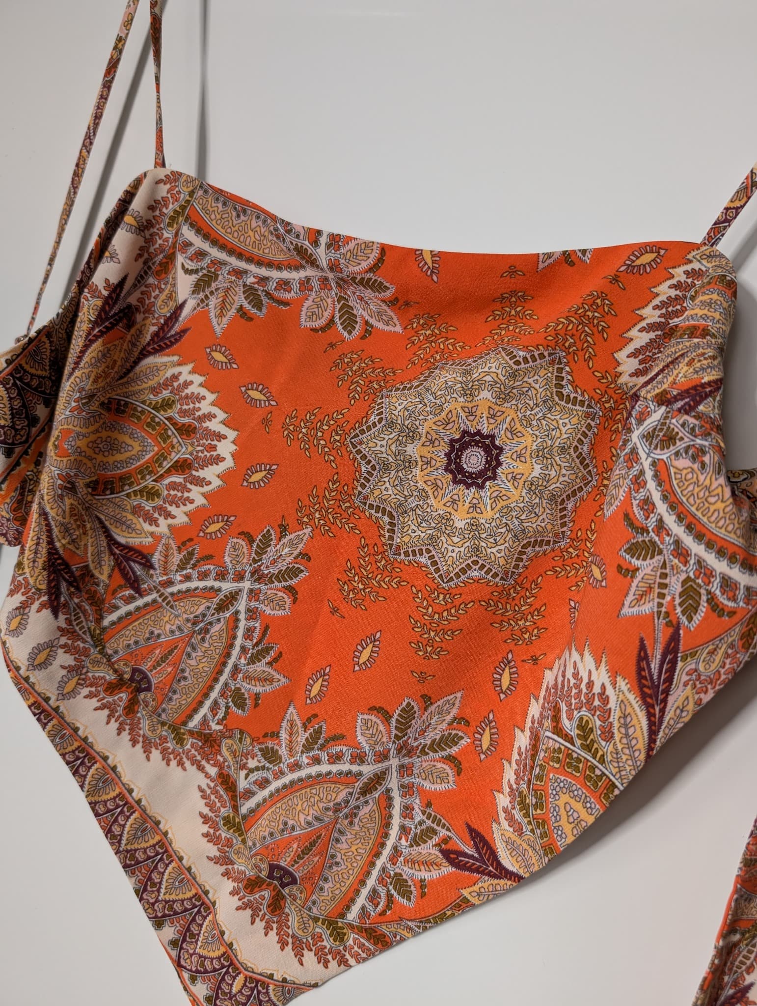 Paisley Print Bandana Tie-Back Crop Top Orange One Size — photo 2 of 6