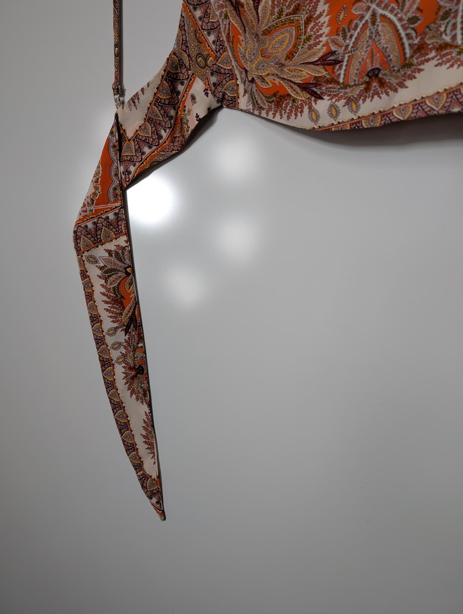 Paisley Print Bandana Tie-Back Crop Top Orange One Size — photo 3 of 6