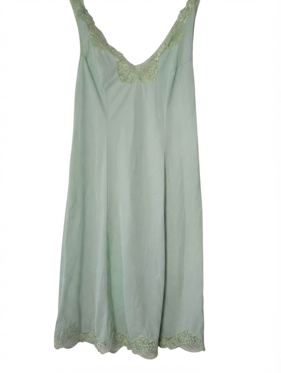 Palmers Vintage Slip Dress Mint Green Lace Trim Size 2 — photo 1 of 5