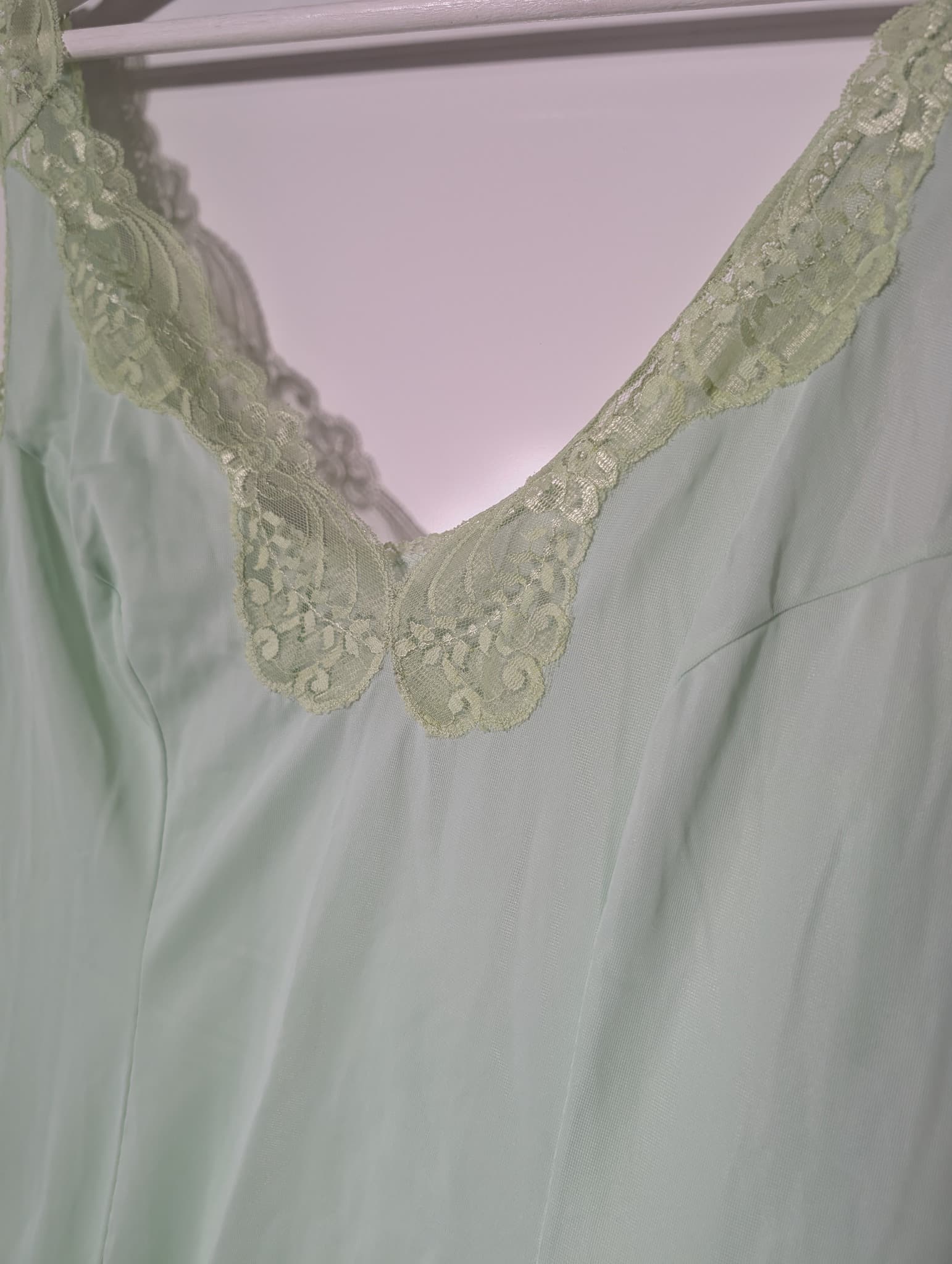 Palmers Vintage Slip Dress Mint Green Lace Trim Size 2 — photo 3 of 5