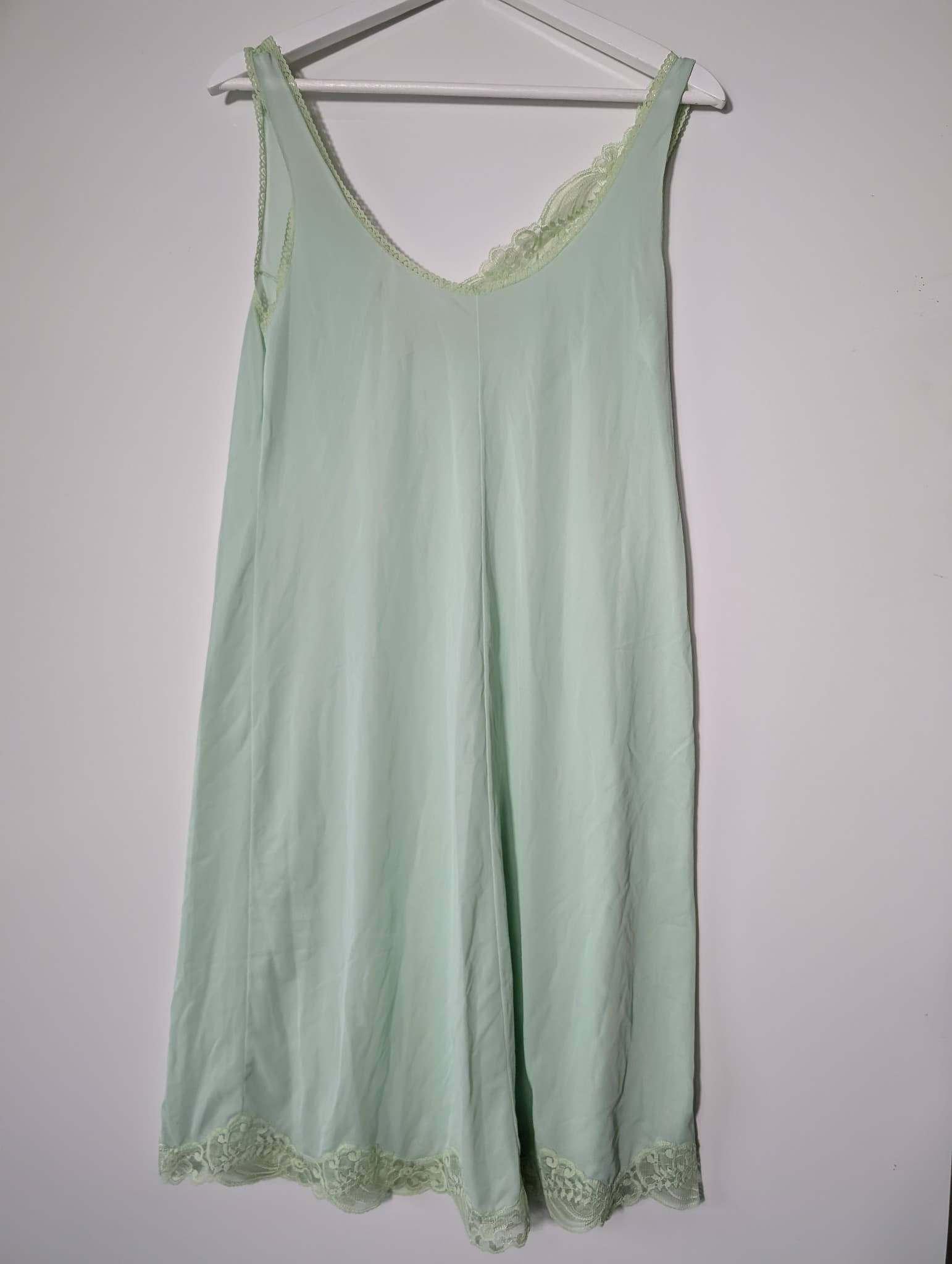 Palmers Vintage Slip Dress Mint Green Lace Trim Size 2 — photo 4 of 5