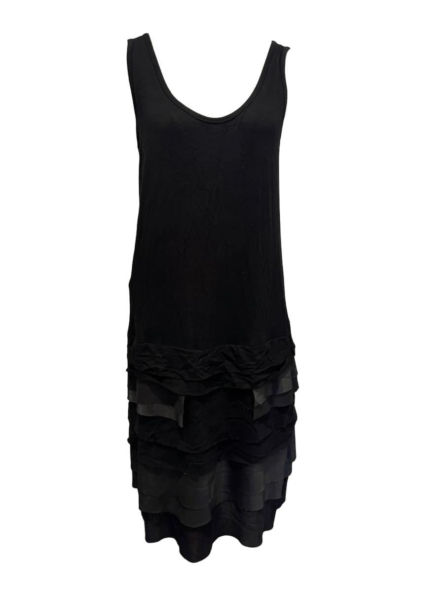 Paula Ryan Sleeveless Tiered Hem Black Dress Size M — photo 1 of 8