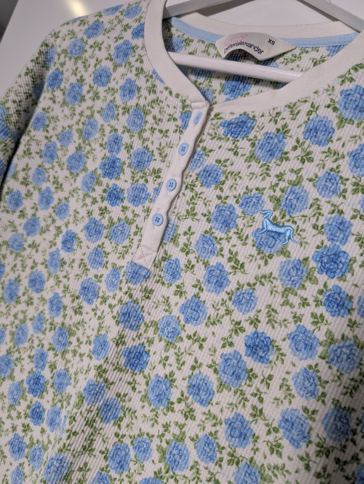 Peter Alexander Women's Floral Waffle Knit Pajama Set Blue XS — photo 2 of 8