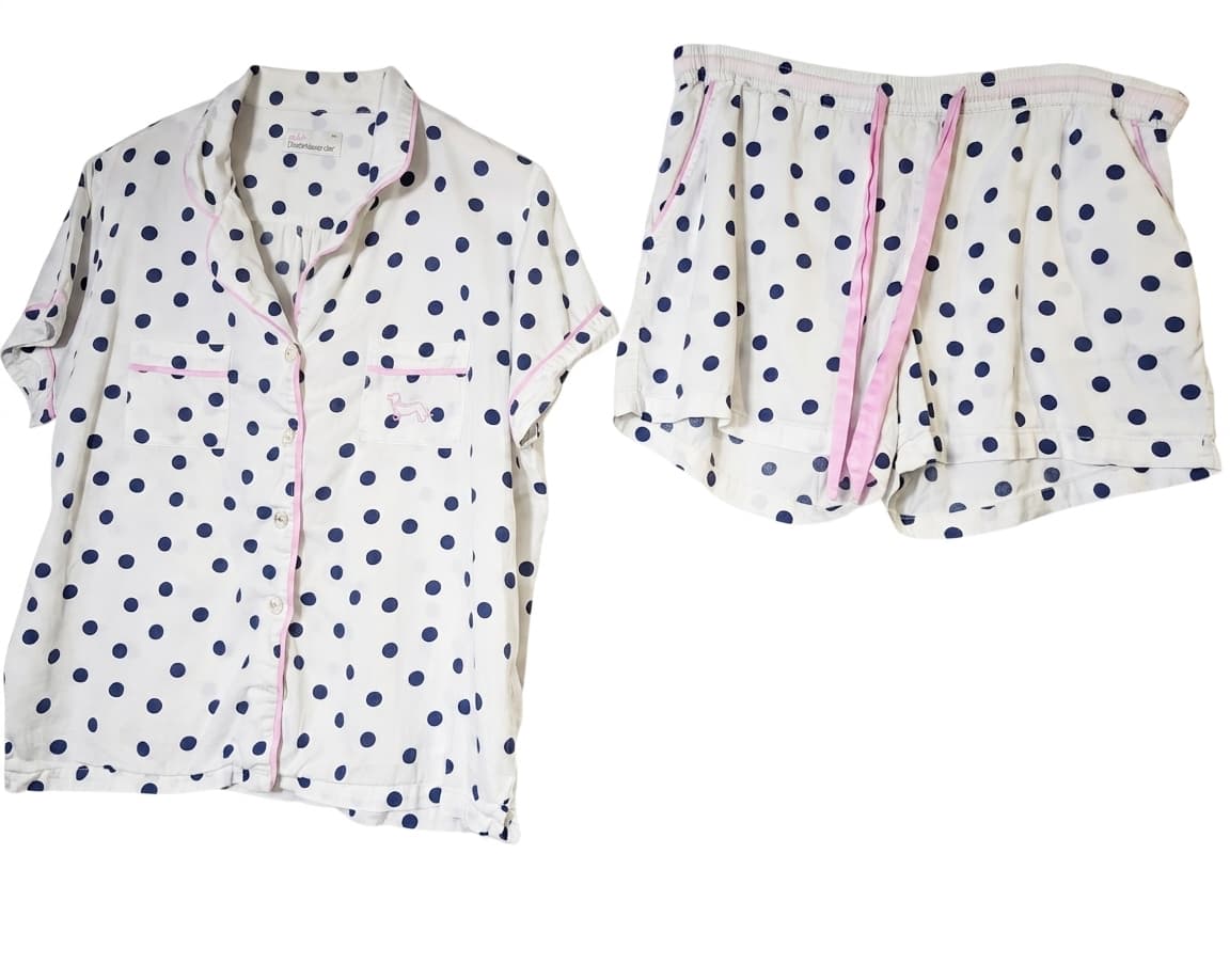 Peter Alexander Women's Polka Dot Pajama Set White & Navy Size M — photo 1 of 10