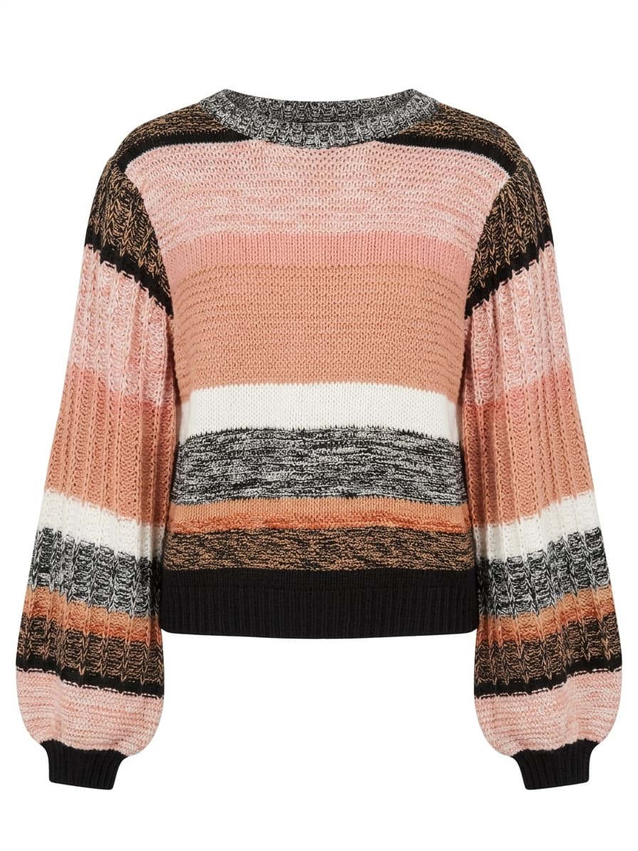 Piper Striped Balloon Sleeve Sweater Pink Multi Size M — photo 1 of 5