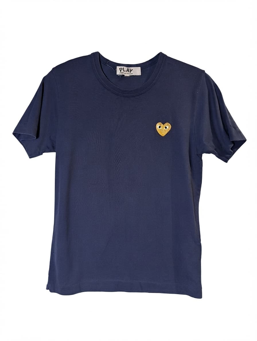 PLAY COMME des GARÇONS T-Shirt Navy Gold Heart Logo Size L — photo 1 of 6