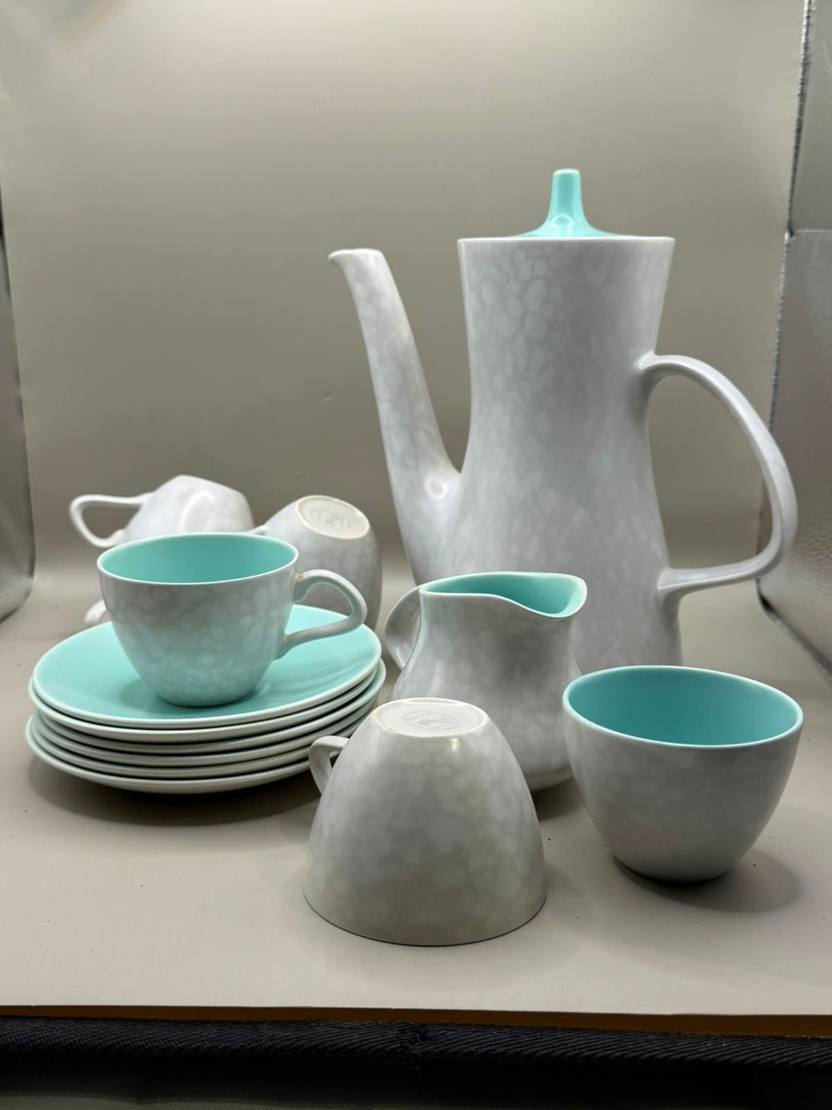 Poole Pottery Tea Set Mid-Century Modern Turquoise & Grey — photo 1 of 8