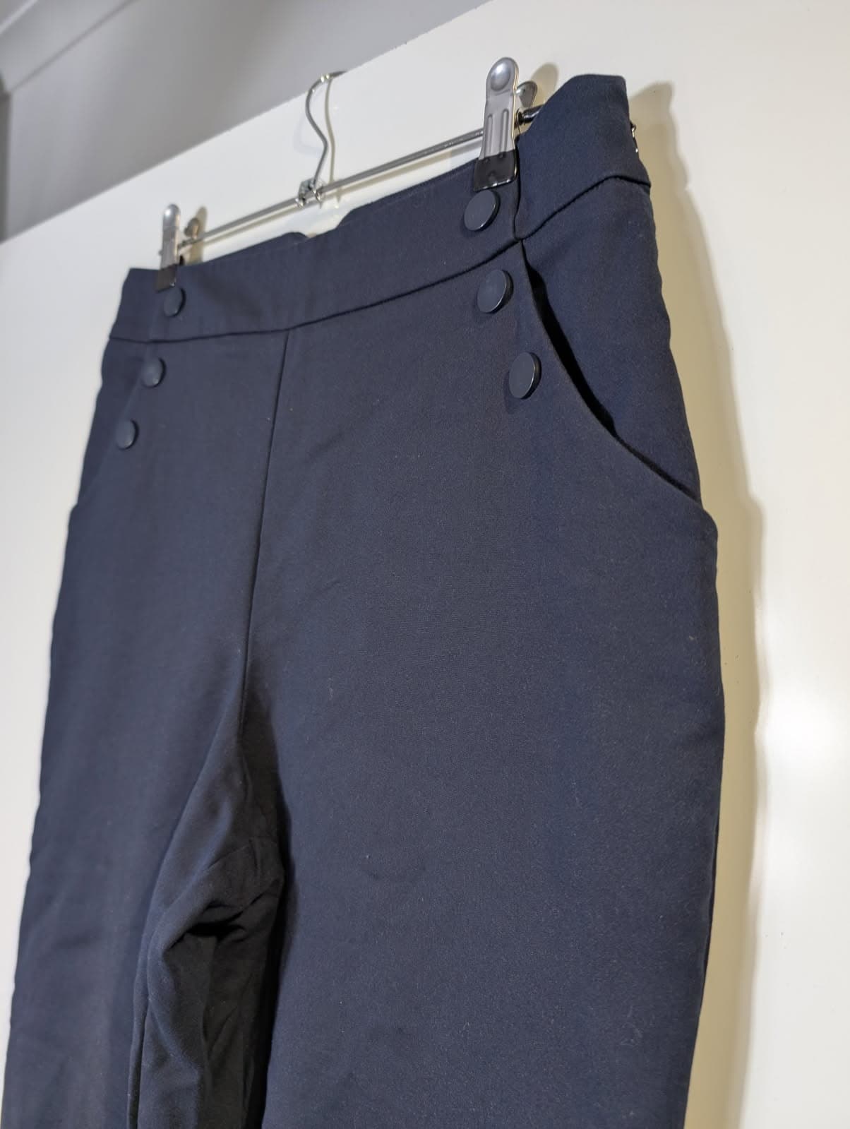 Portmans Sailor-Style High-Waisted Trousers Navy Blue Women's Size 10 — photo 3 of 5