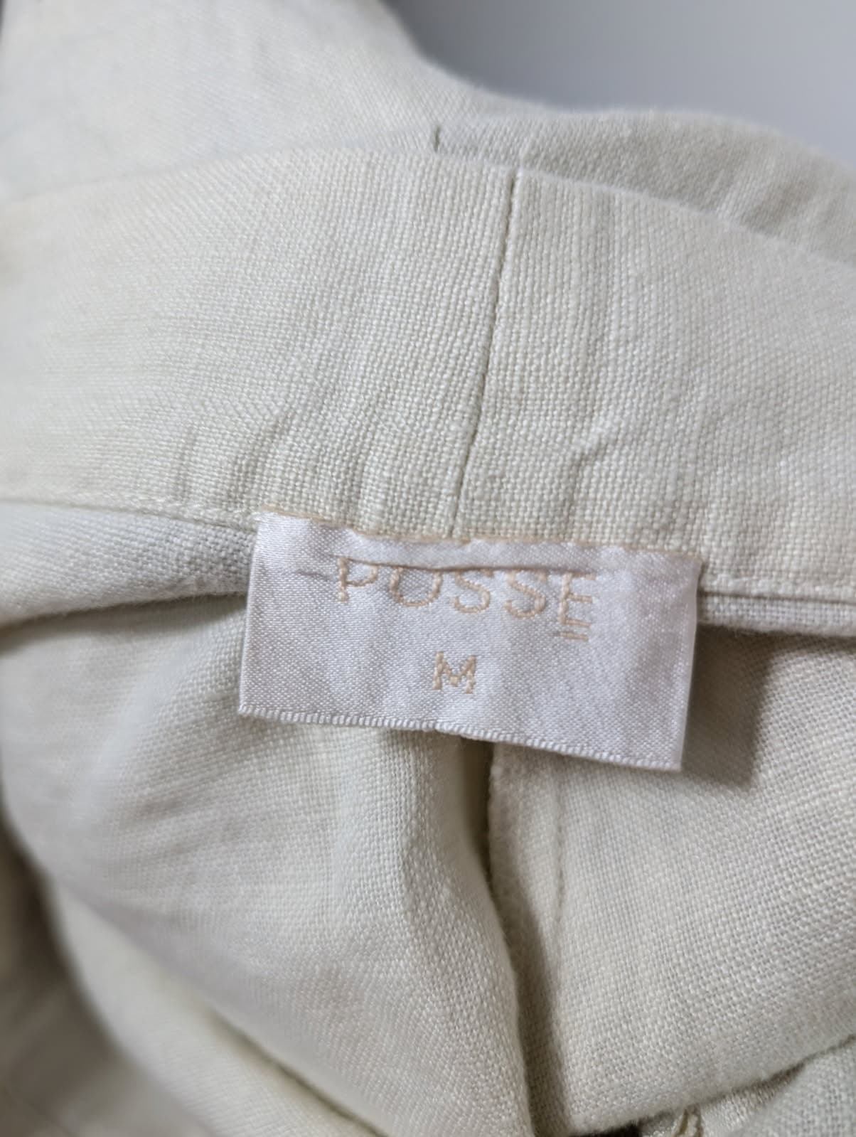 Posse High-Waisted Linen Shorts Cream Size M — photo 3 of 7