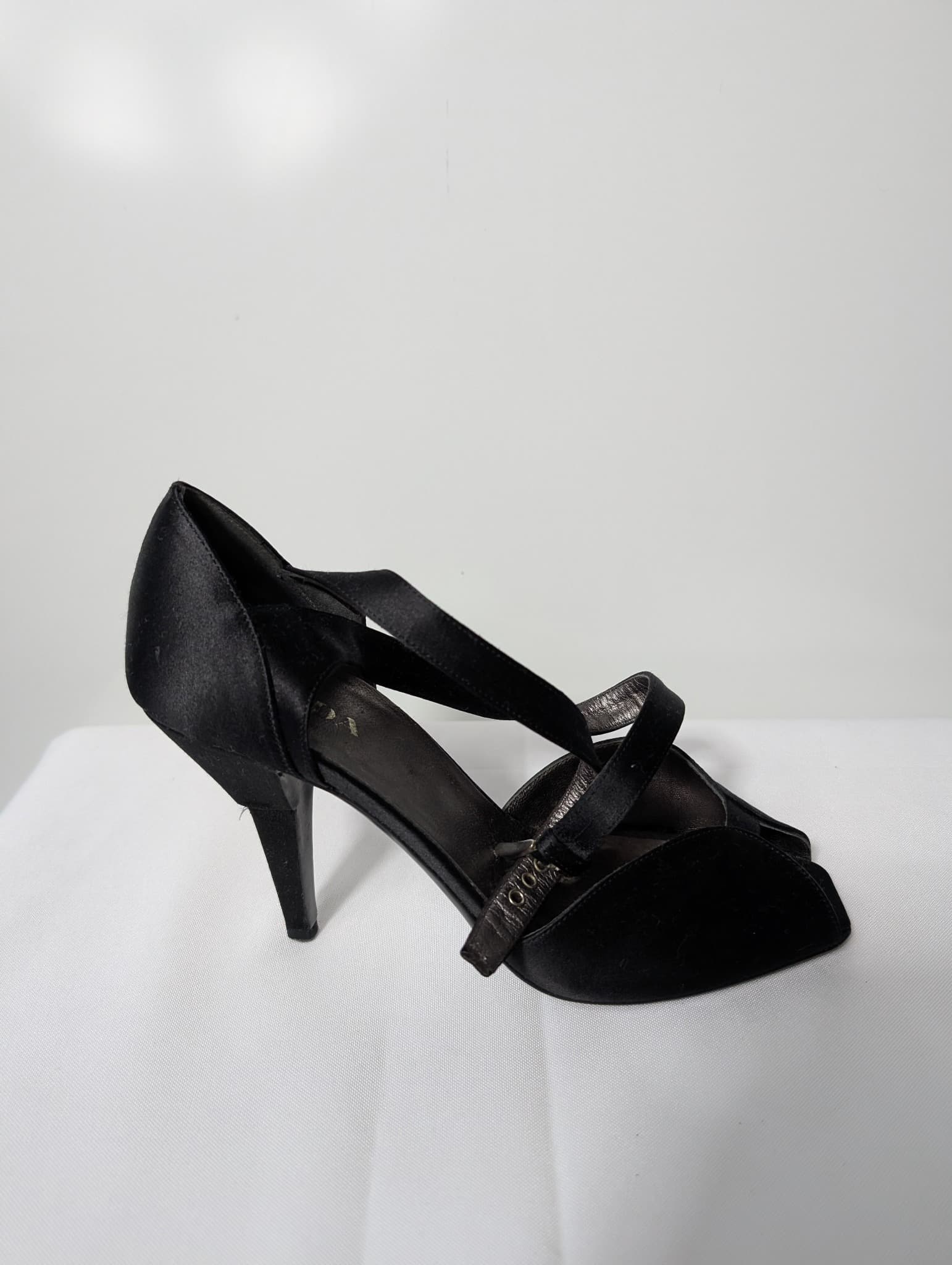 Prada Black Satin Criss-Cross Peep Toe Heels EU 38 — photo 3 of 8