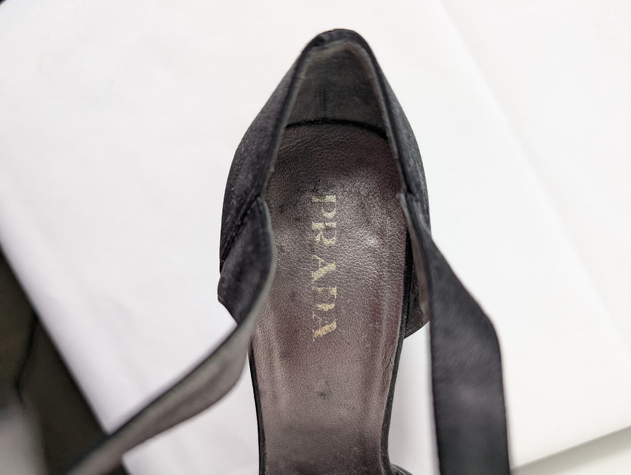Prada Black Satin Criss-Cross Peep Toe Heels EU 38 — photo 6 of 8