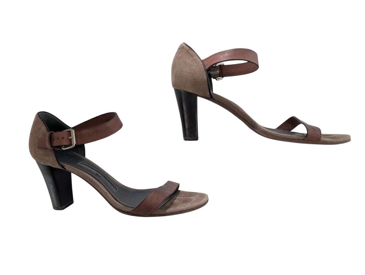 Proenza Schouler Brown Suede & Leather Block Heel Sandals - EU 38.5 — photo 1 of 7