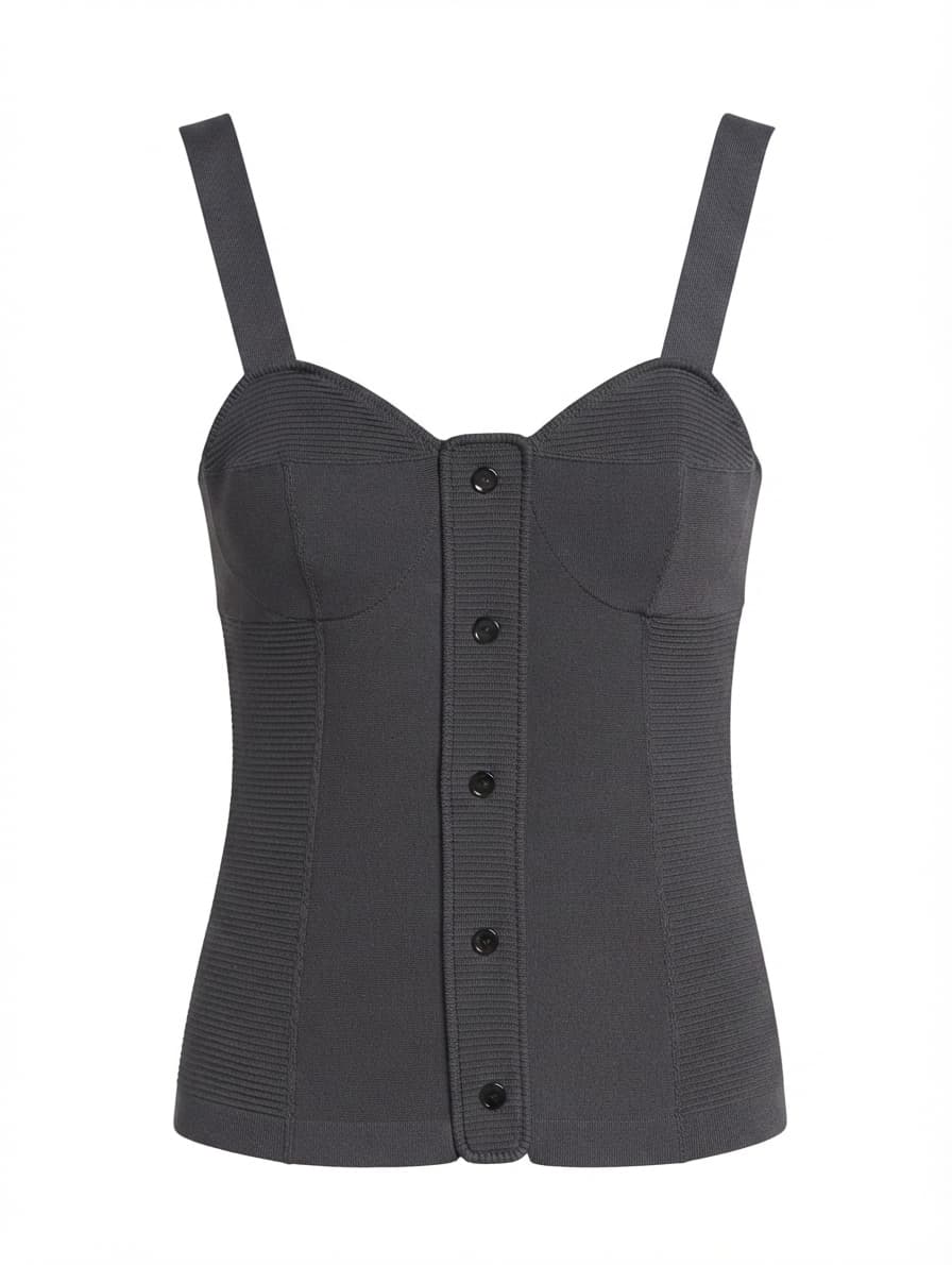 Proenza Schouler Button-Front Knit Corset Top Charcoal Size 4 — photo 1 of 5