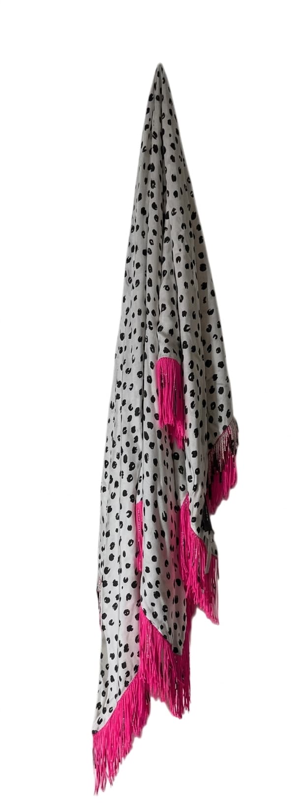 Prova Polka Dot Scarf with Neon Pink Beaded Fringes — photo 1 of 5