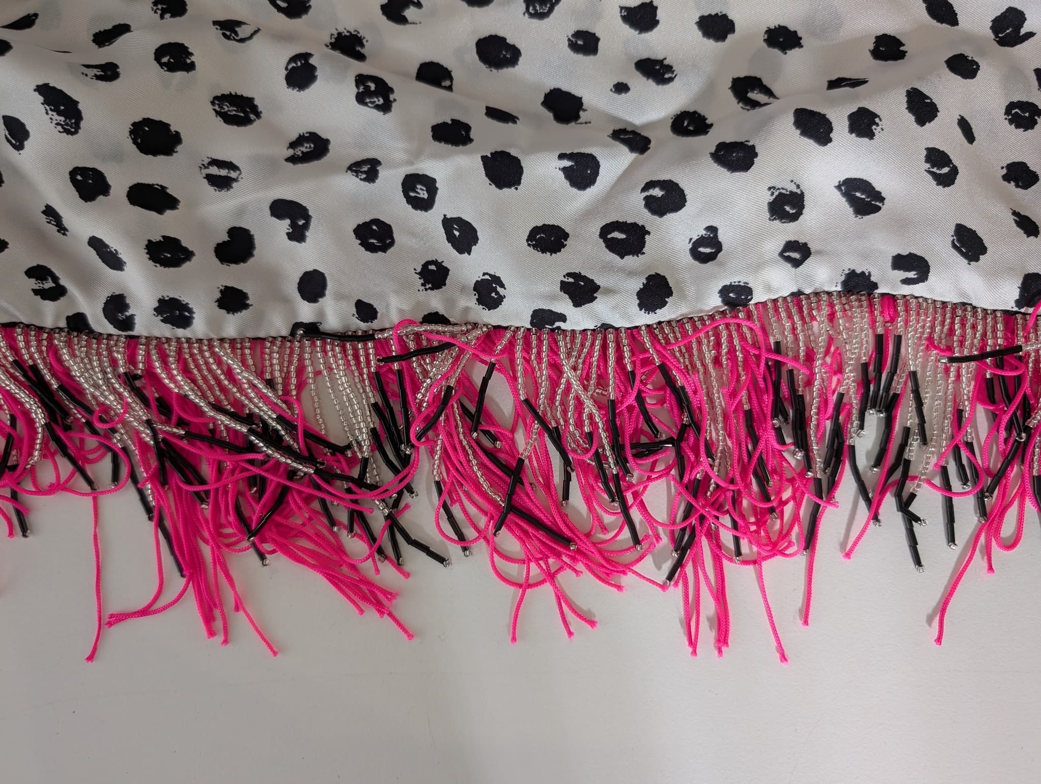 PROVA Silk Scarf Spotted Print with Beaded Fringe One Size — photo 5 of 11