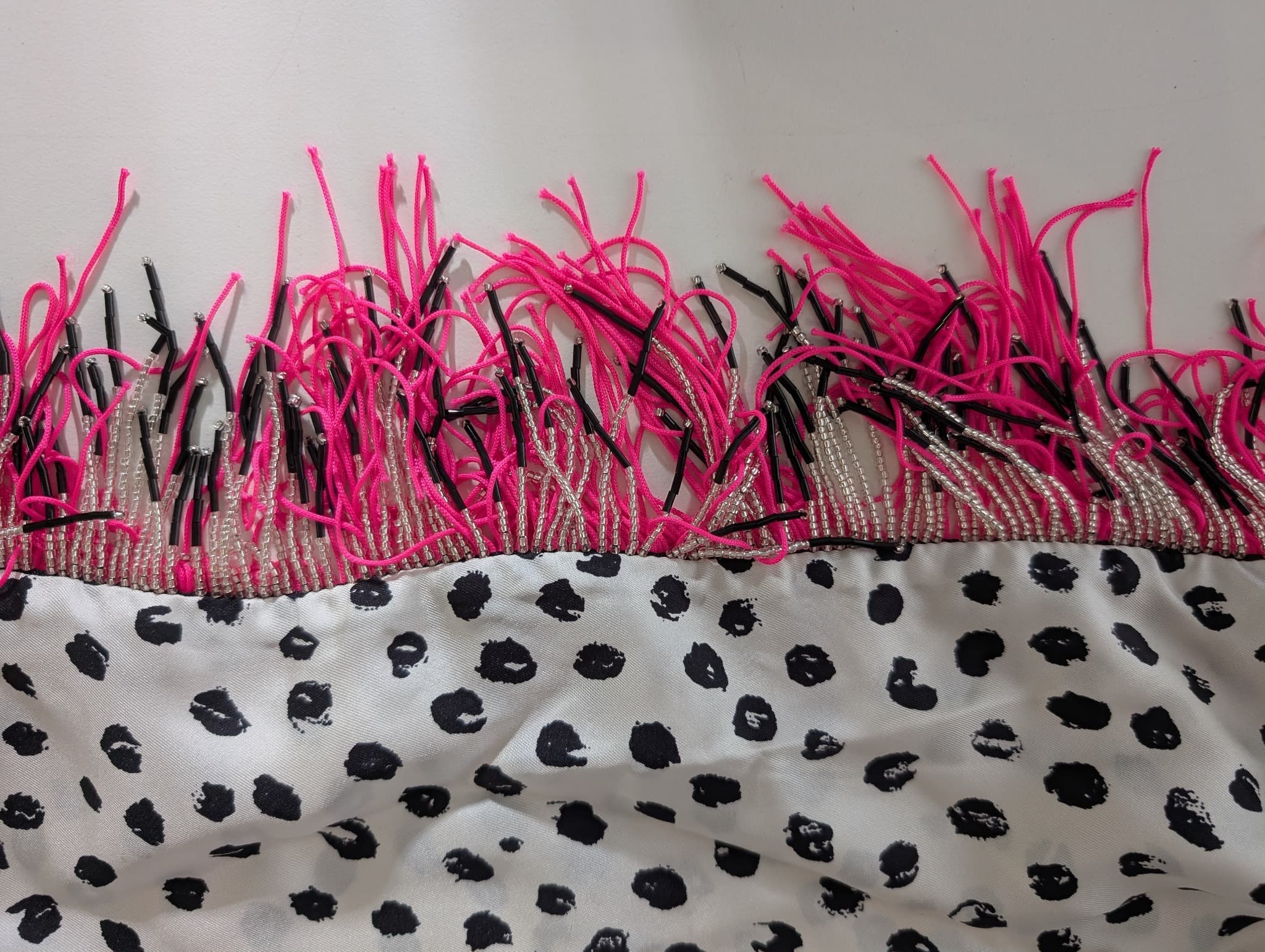 PROVA Silk Scarf Spotted Print with Beaded Fringe One Size — photo 6 of 11