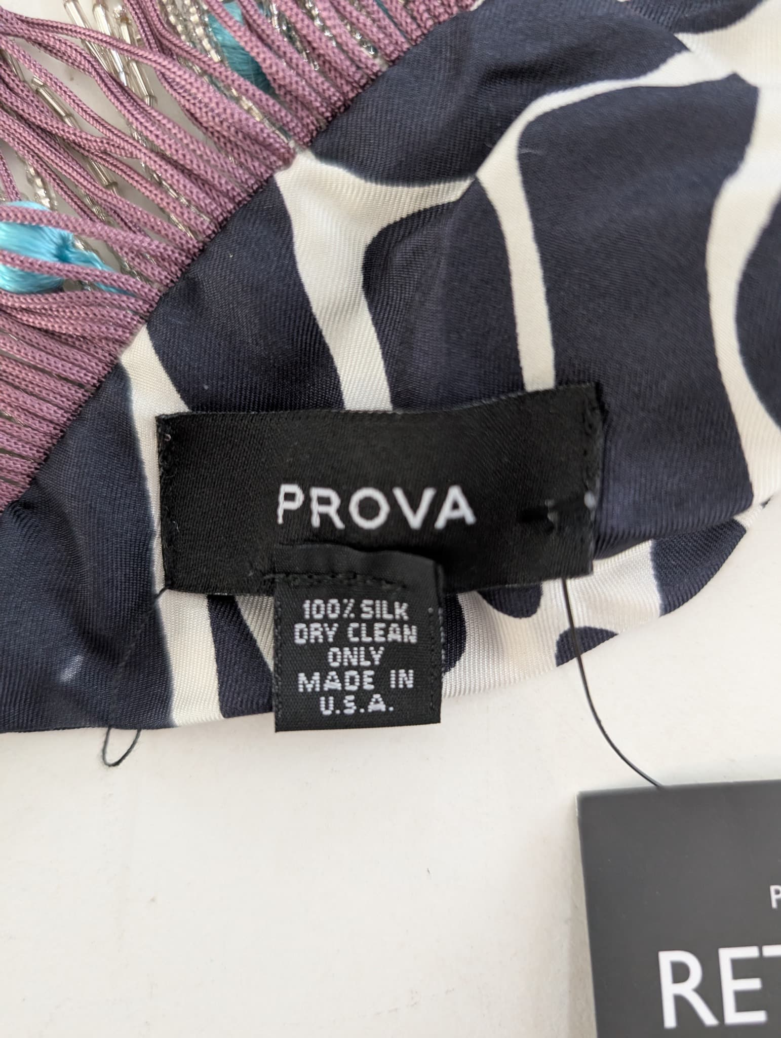 PROVA Silk Scarf Spotted Print with Beaded Fringe One Size — photo 7 of 11