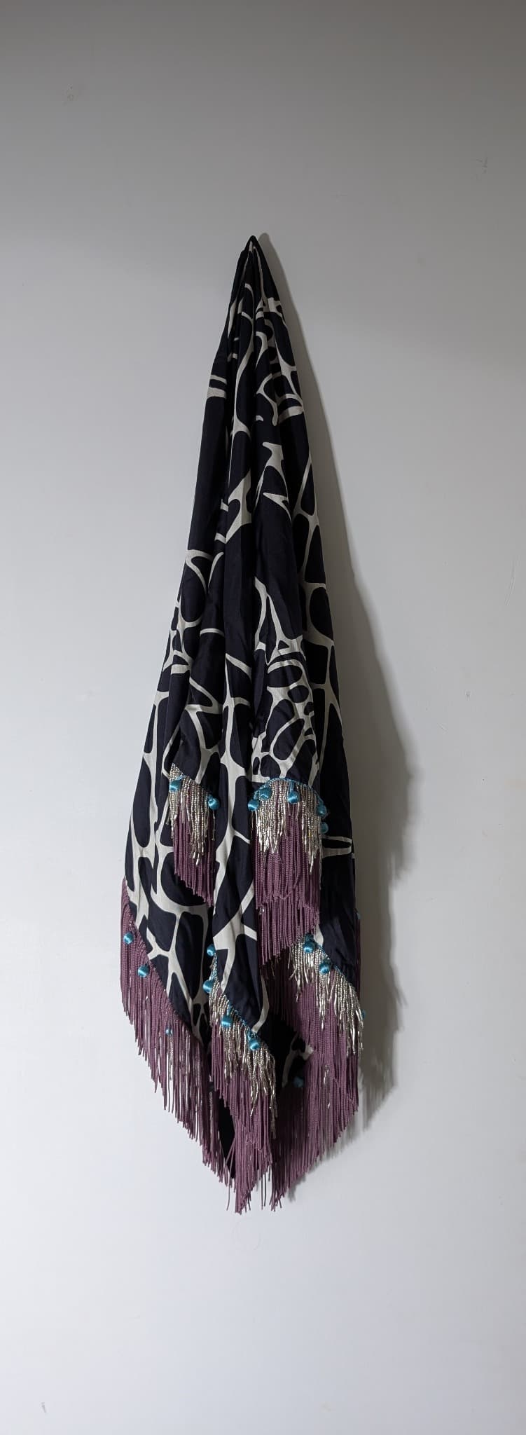 PROVA Silk Scarf Spotted Print with Beaded Fringe One Size — photo 10 of 11