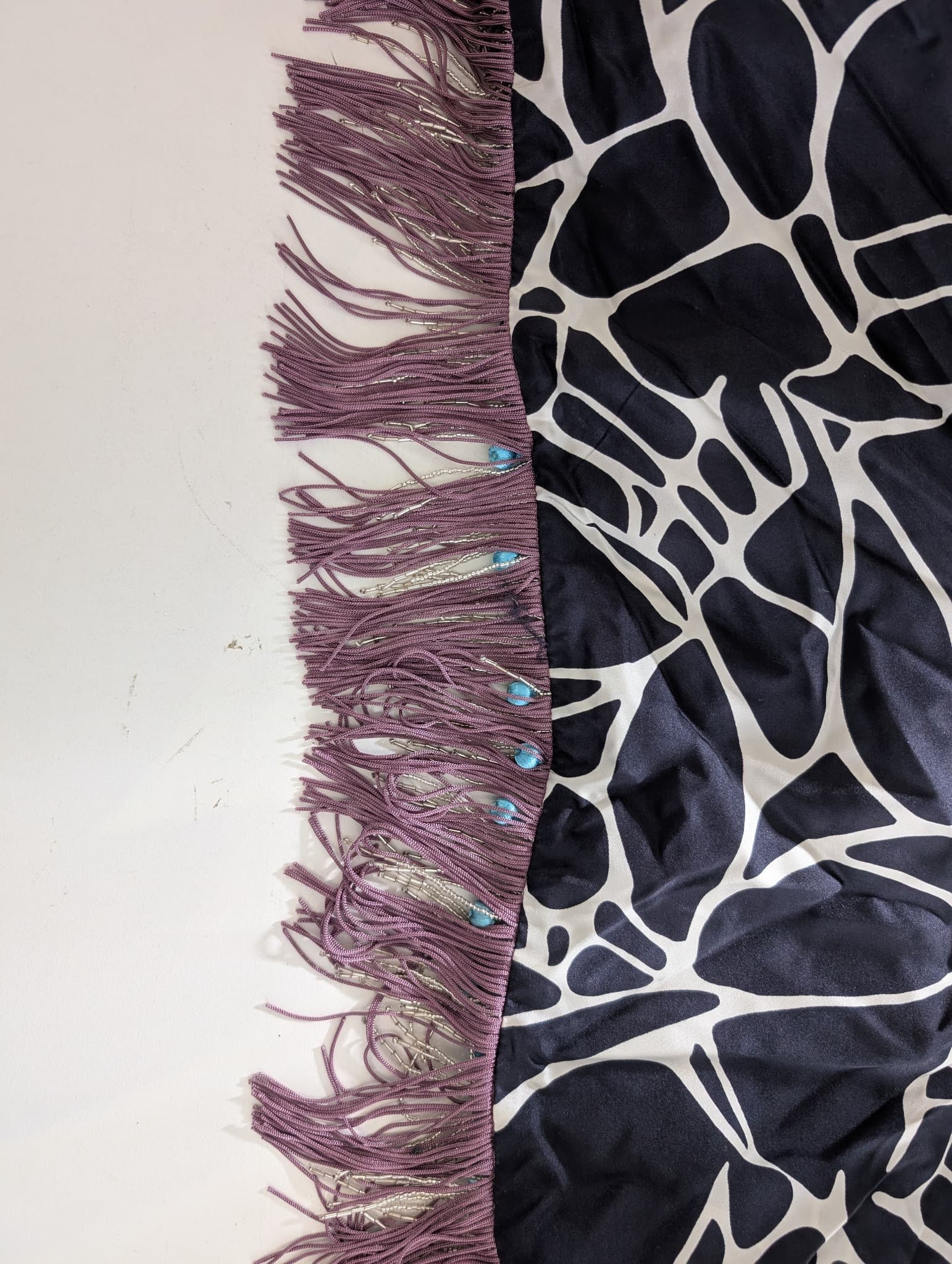 PROVA Silk Scarf Spotted Print with Beaded Fringe One Size — photo 11 of 11