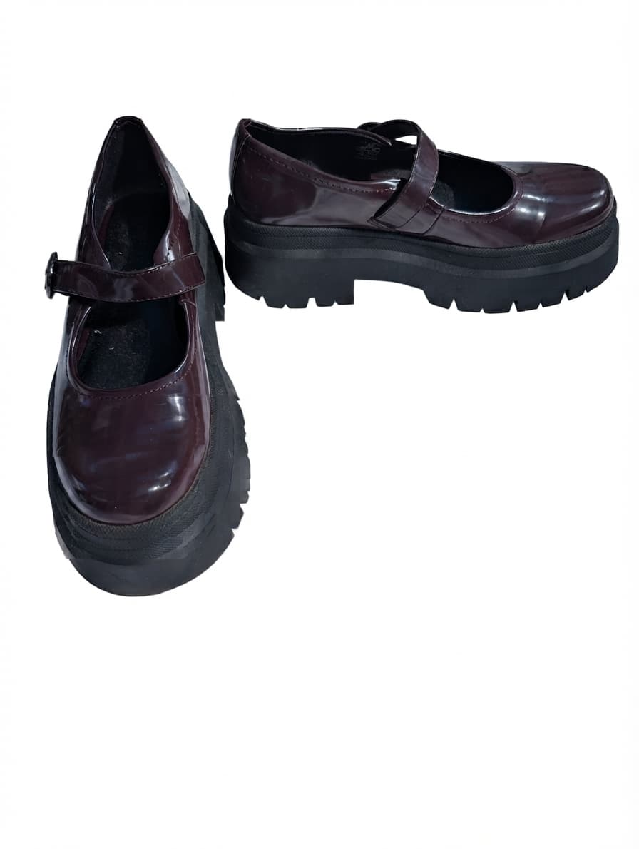 Pull&Bear Patent Mary Jane Platform Shoes Burgundy EU 38 — photo 1 of 8