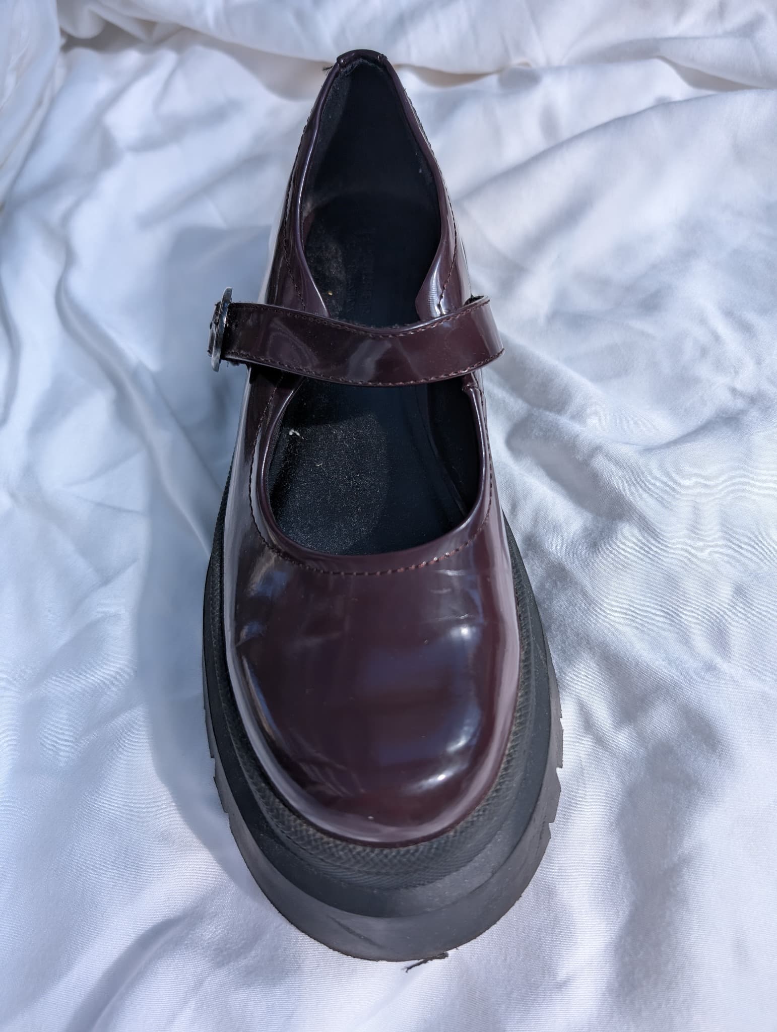 Pull&Bear Patent Mary Jane Platform Shoes Burgundy EU 38 — photo 2 of 8