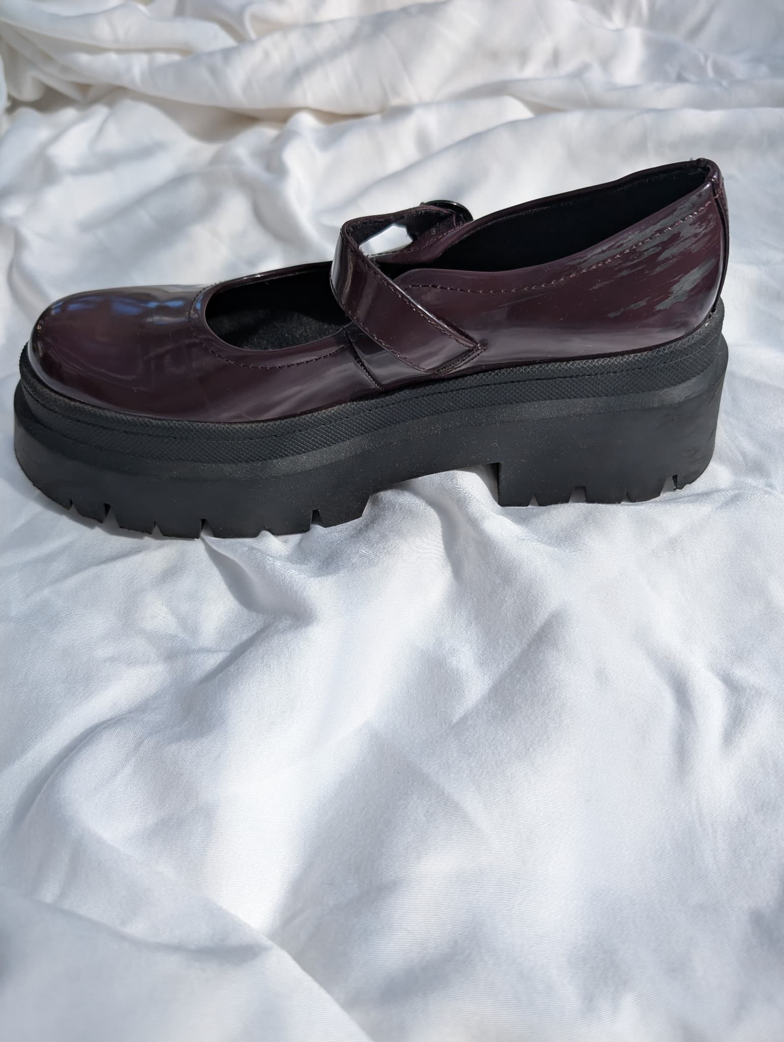 Pull&Bear Patent Mary Jane Platform Shoes Burgundy EU 38 — photo 3 of 8