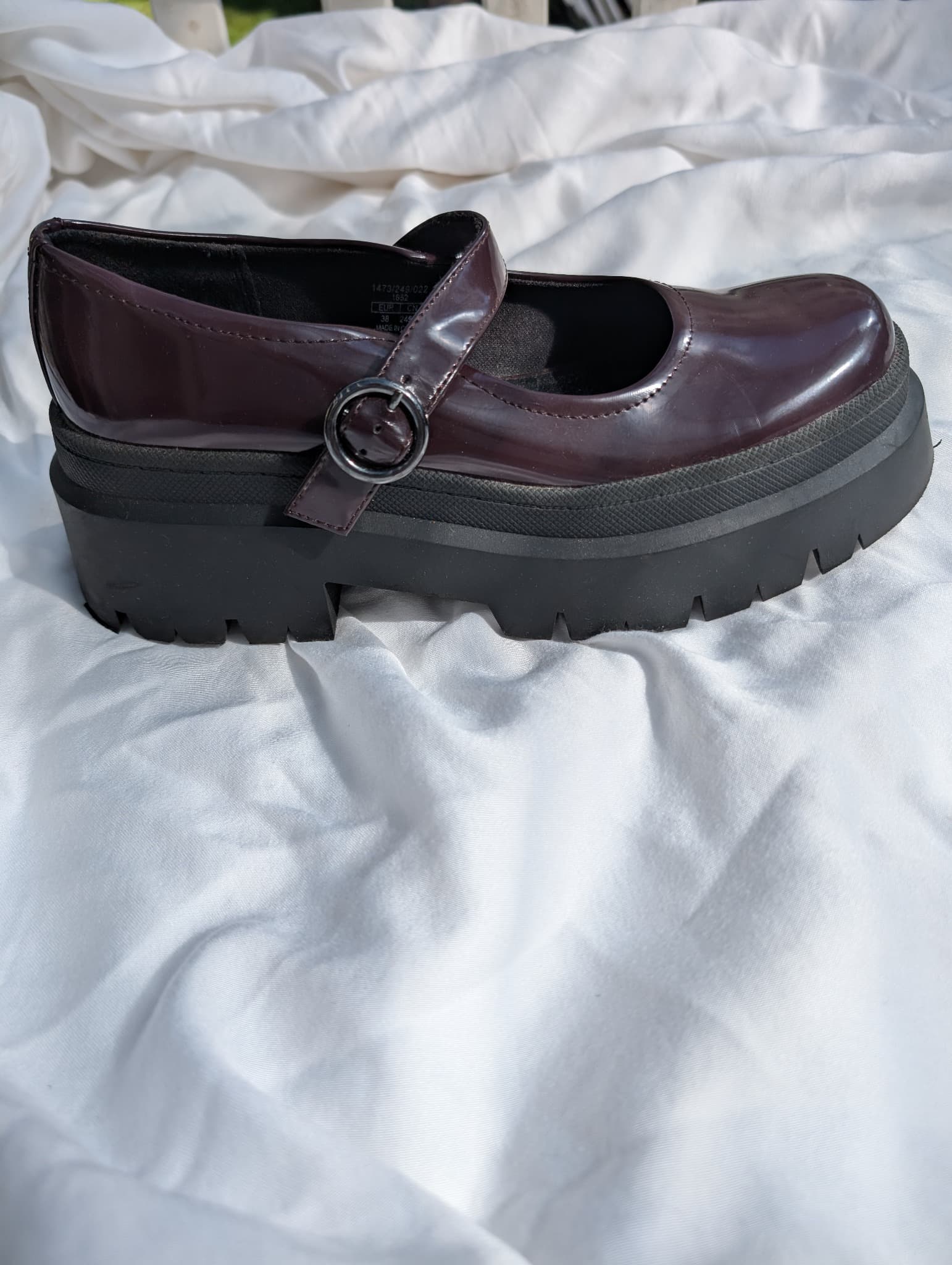 Pull&Bear Patent Mary Jane Platform Shoes Burgundy EU 38 — photo 5 of 8