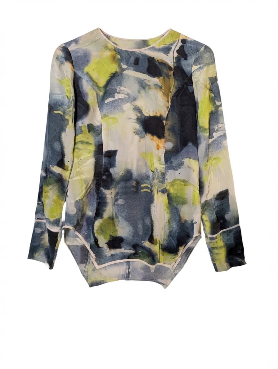 Rachel Gilbert Abstract Print Silk Long Sleeve Bodysuit Size 1 — photo 1 of 8