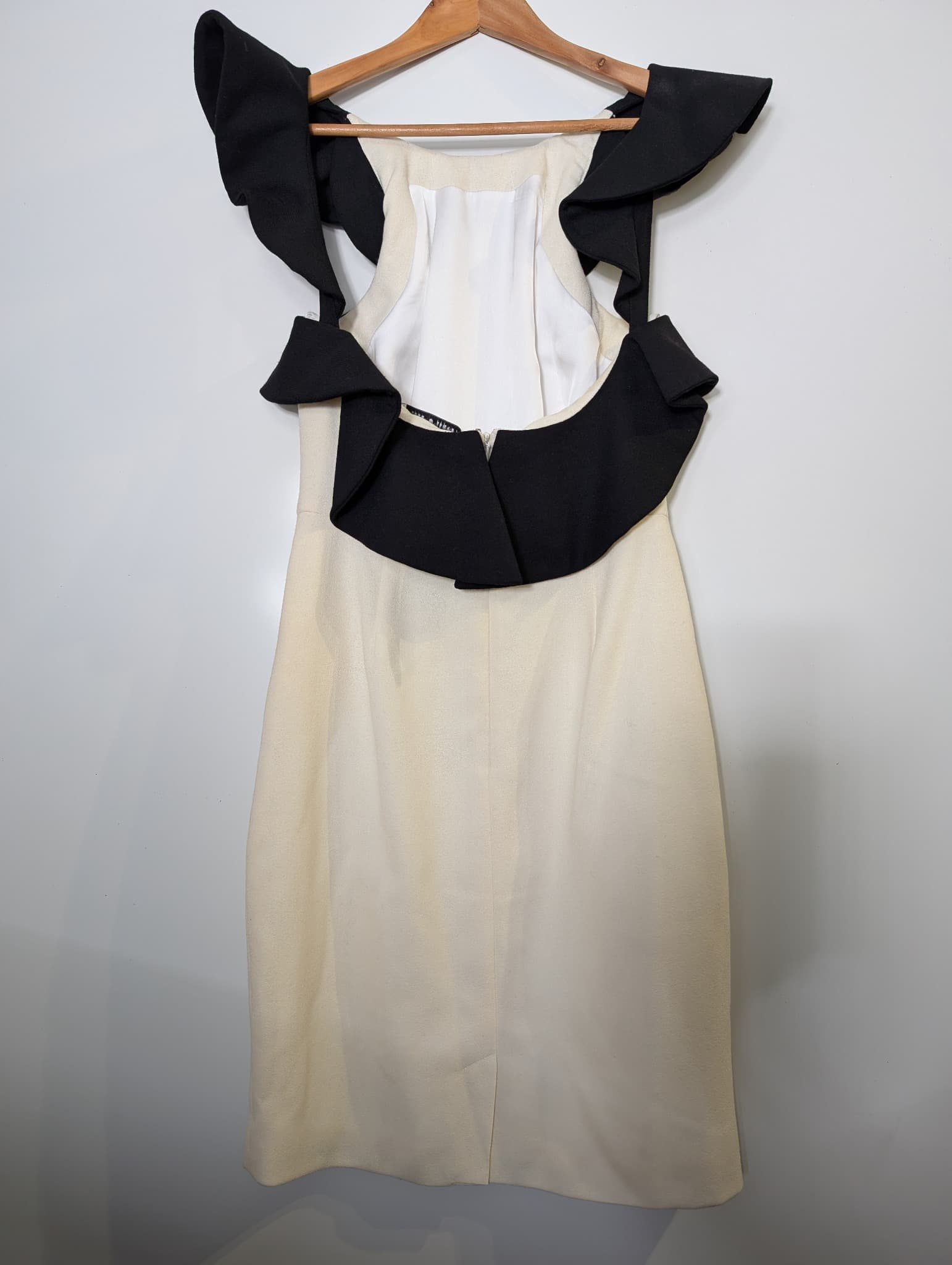 Rachel Gilbert Ruffle Detail Dress Cream and Black Size 2 — photo 3 of 6