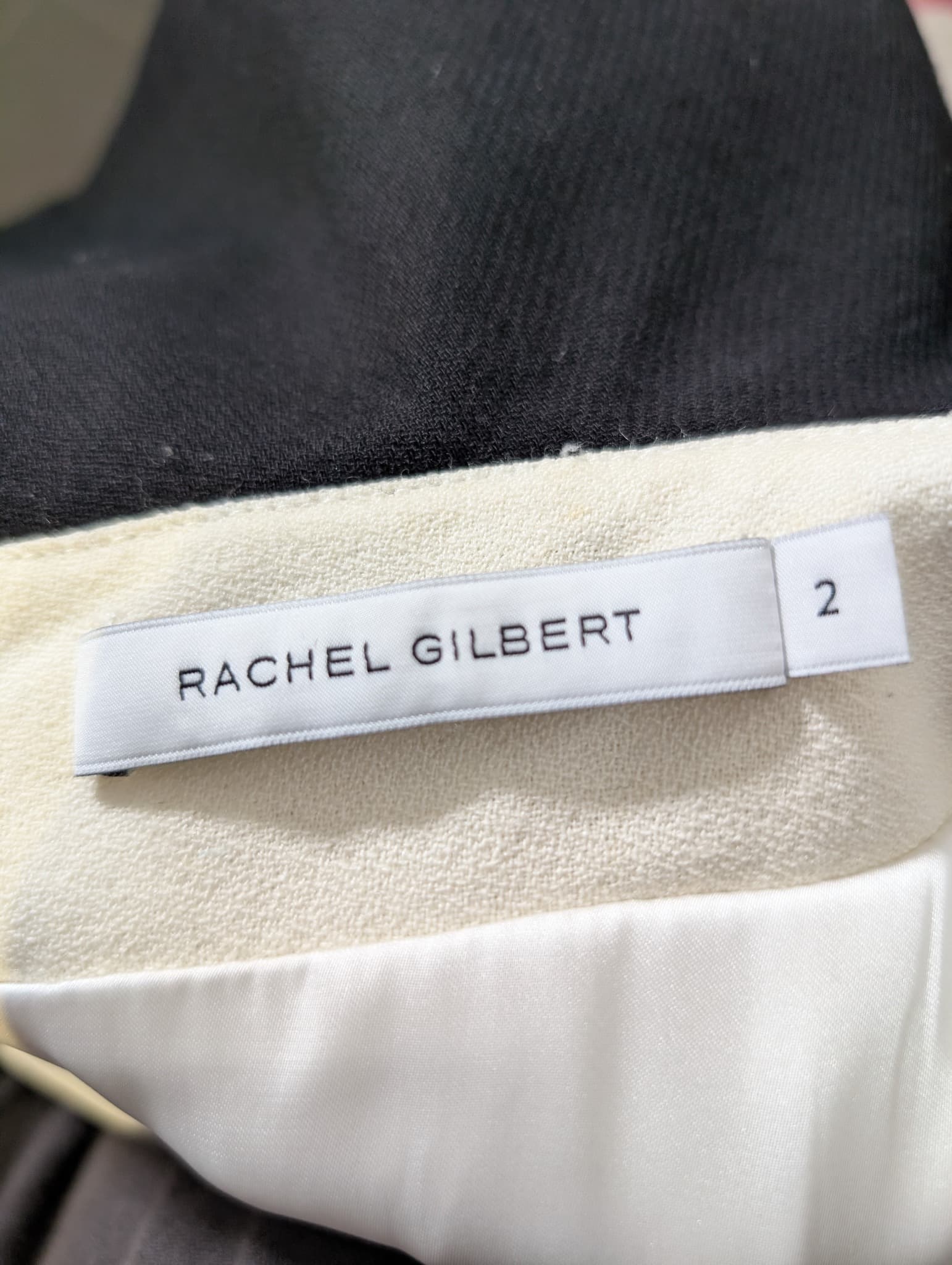 Rachel Gilbert Ruffle Detail Dress Cream and Black Size 2 — photo 4 of 6