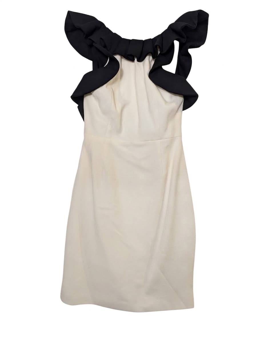 Rachel Gilbert Ruffle Sheath Dress - Cream & Black Size 2 — photo 1 of 6