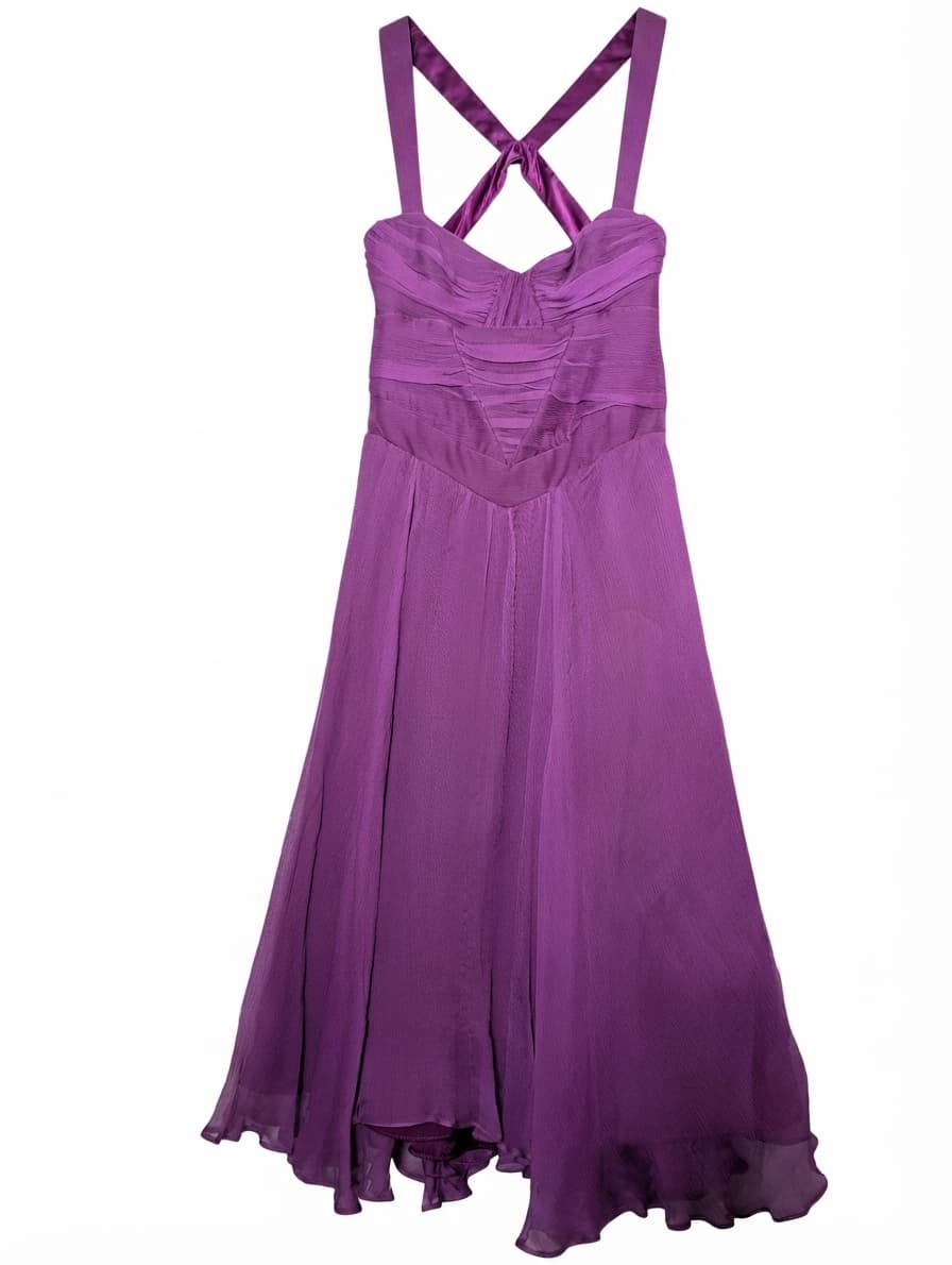 Rachel Gilbert Silk Chiffon Midi Dress Purple Size 0 — photo 1 of 8