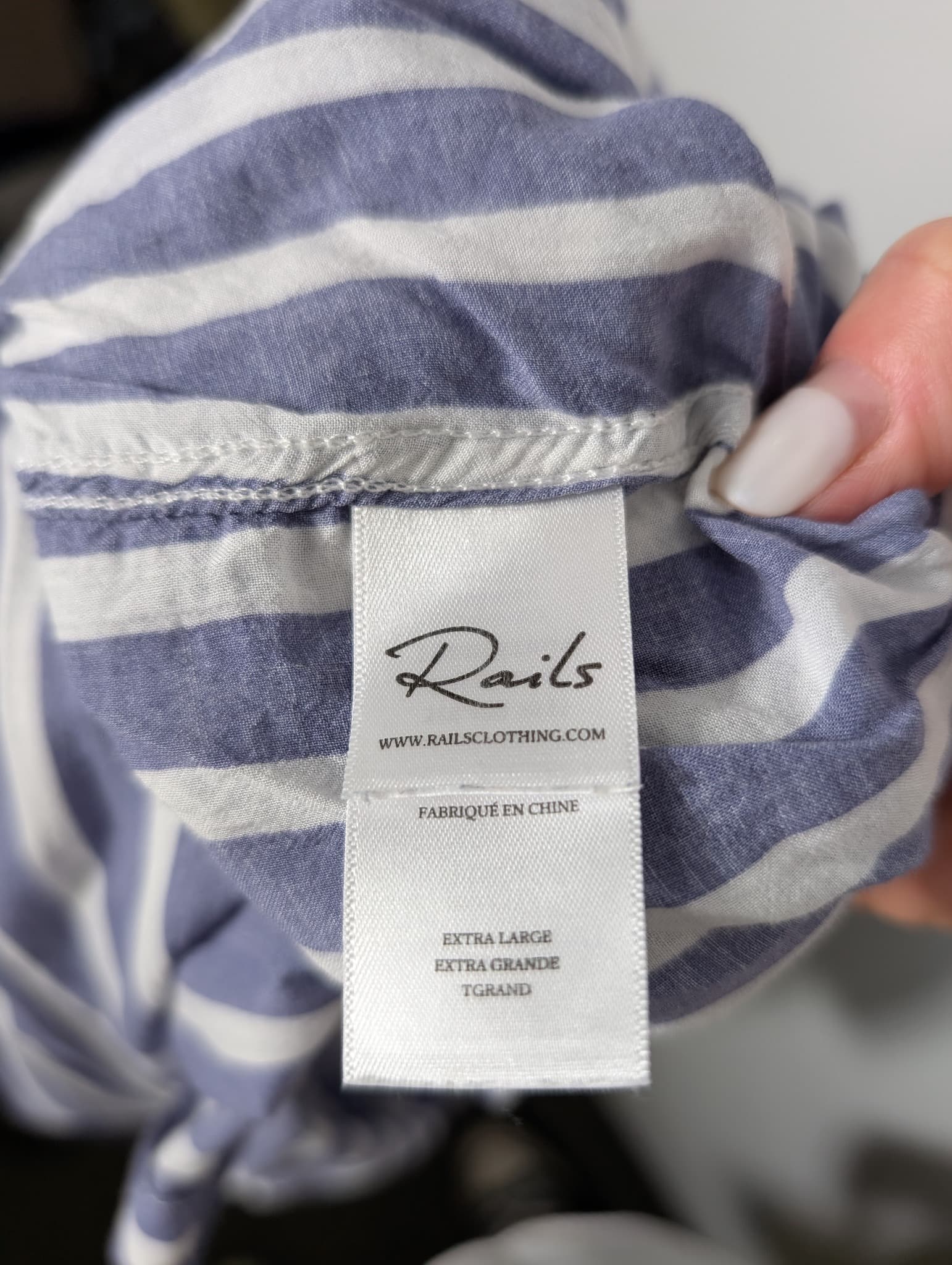 Rails Josephine Button-Down Shirt Blue & White Stripe XL — photo 6 of 9