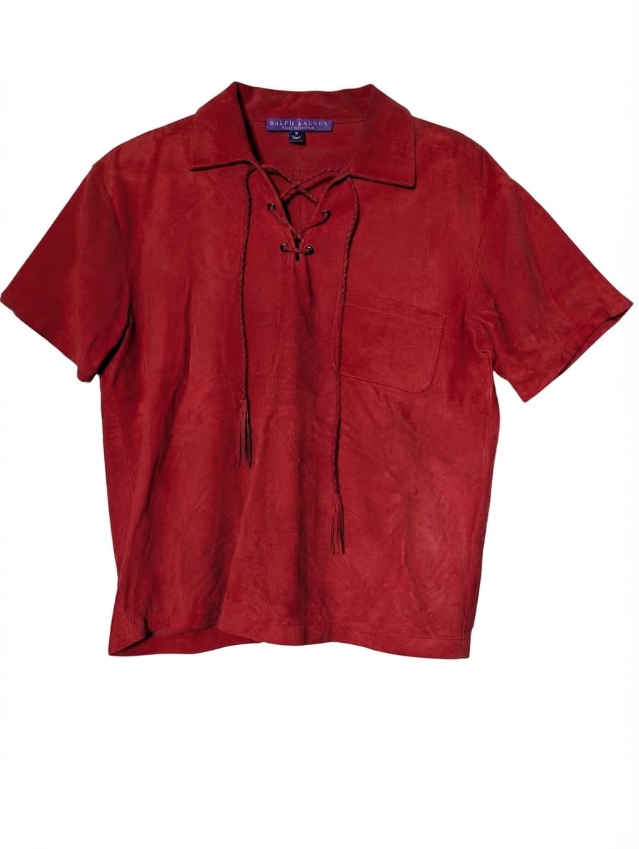 Ralph Lauren Collection Suede Lace-Up Shirt Red Size 10 — photo 1 of 8